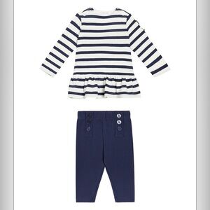 Ralph Lauren baby girls stripped navy and white leggings set 18 months